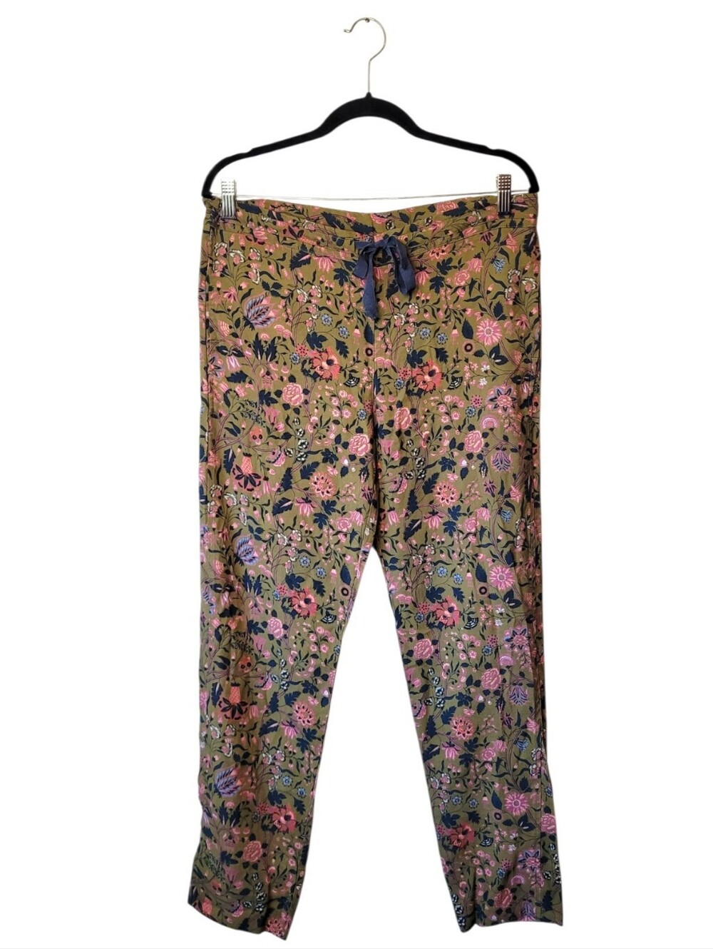 Sundance Boho Olive Floral Drawstring Trousers Size XS
